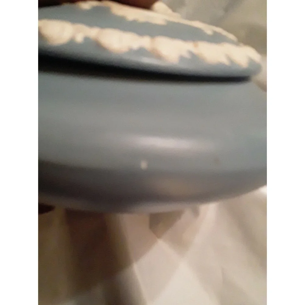Vintage Eley Boy Trinket Box Powder Blue with Intricately Designed Lid